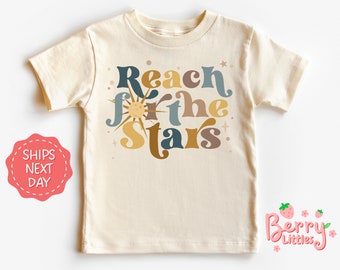 Reach for the Stars Baby Reveal Shirt - Fourth of July Baby, Toddler Shirt - Infant Natural Baby Shirt- Baby Tee Gift BRY-0569