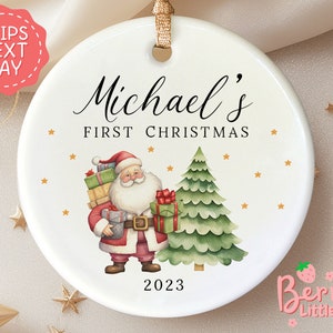 Personalized Baby's First Christmas Ceramic Ornament - Keepsake Christmas Bauble Gift Ceramic Decoration - Baby's 1st Christmas BO-0122