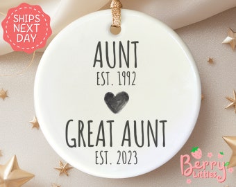 Aunt, Great Aunt Ornament - Pregnancy Reveal, Pregnancy Announcement - Future Aunt Gifts - New Baby Announcement Christmas Ornament BO-0183