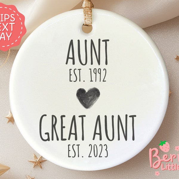 Aunt, Great Aunt Ornament - Pregnancy Reveal, Pregnancy Announcement - Future Aunt Gifts - New Baby Announcement Christmas Ornament BO-0183