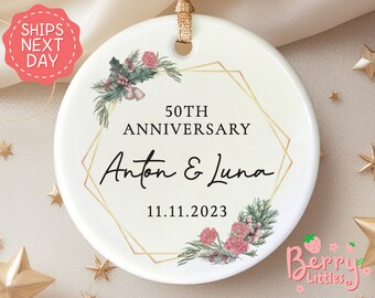 50th Anniversary Gift for Parents - Personalized 50th Anniversary Gifts - Anniversary Ornament - Custom 50th Wedding Gift BO-0186