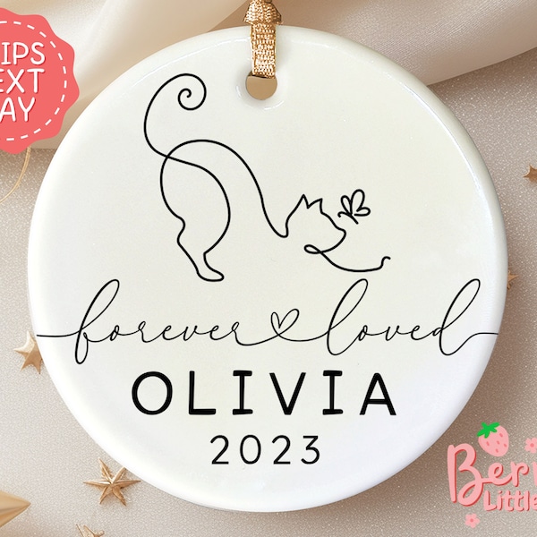 Cat Memorial Christmas Ornament - Personalized Cat Loss Gift - Cat Memorial Gift - Cat Sympathy Gift - Custom Cat Lover Gift BO-0166