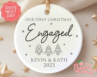 Engaged Christmas Ornament - Personalized Engagement Keepsake - Tree First Christmas Engaged - Classic Engaged 2024 Ornament BO-0067