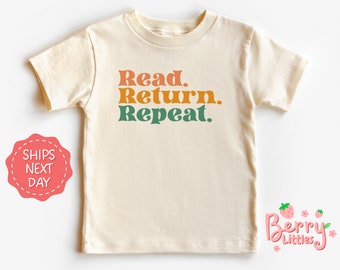 Read. Return. Repeat. Book Lover Baby Reveal Shirt - School Librarian Baby, Toddler Shirt - Infant Vintage Natural Tee Gift BRY-0540
