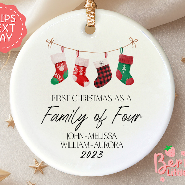 Family Christmas Name Ornament - Personalized Ornament For Family - Custom First Christmas As A Family Keepsake - Family Gift BO-0334