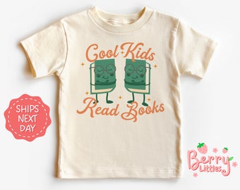 Cool Kids Read Books Funny Baby Reveal Shirt - Retro, Vintage Baby, Toddler Shirt - Natural Shirt - Funny Tee BRY-0543