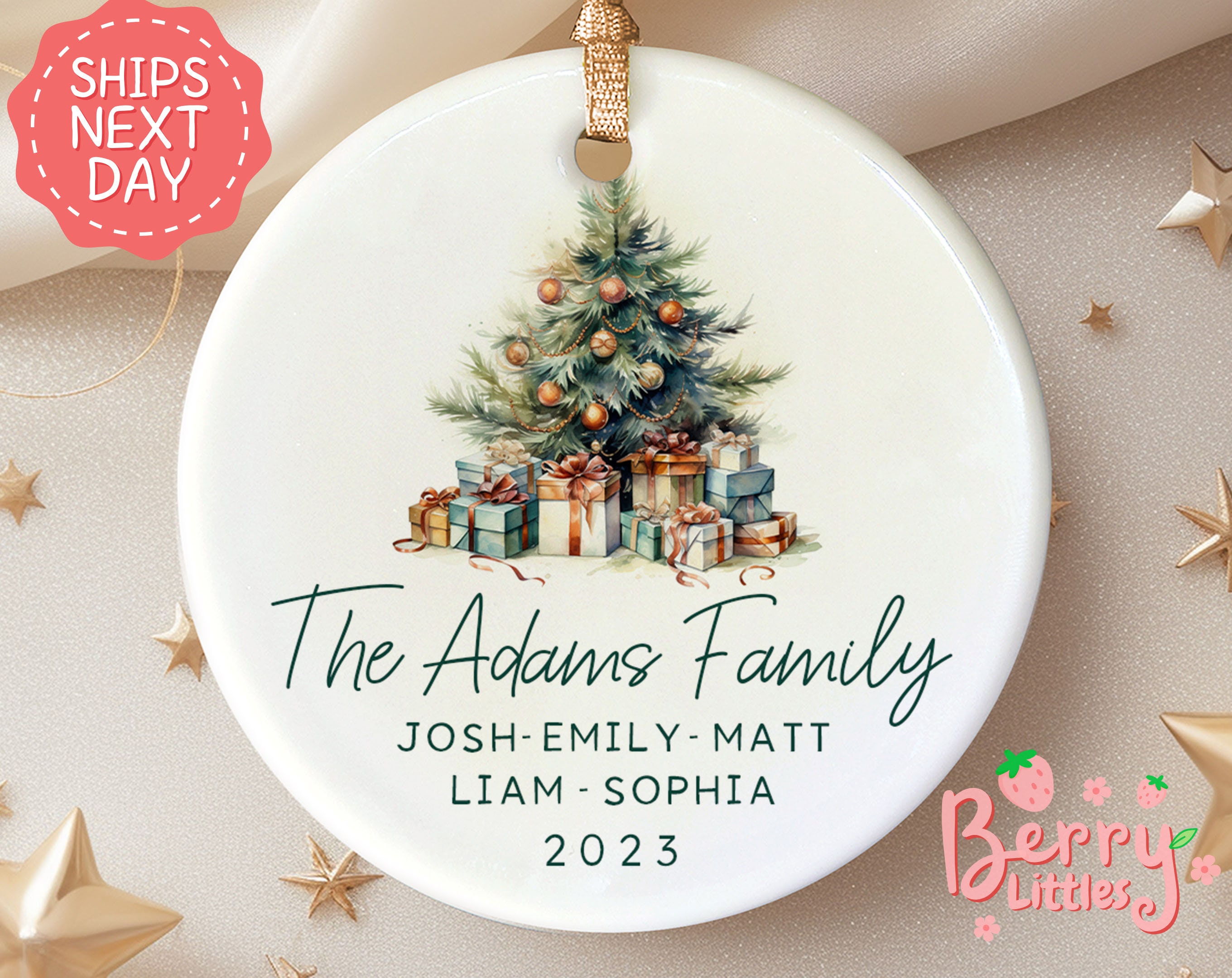 Family Christmas Boho Name Ornament - Personalized Ornament For Family - Custom First Christmas As A Family Keepsake - Family Gift BO-0326