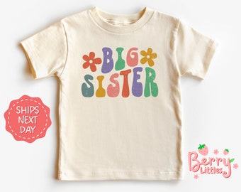 Big Sister Baby Reveal Shirt - Family Birth Baby, Toddler Shirt - Retro, Vintage Infant Natural Shirt - Baby Girl Tee Gift BRY-0605