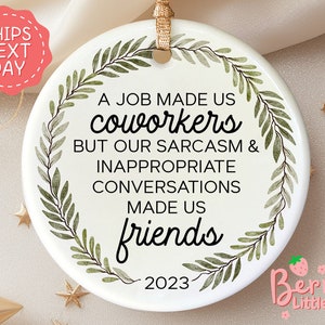 Coworker Christmas Gift - Coworker Funny Christmas Ornaments - Work Bestie, Work Friend Ornament - Office Exchange Gift 2023 OR-0336