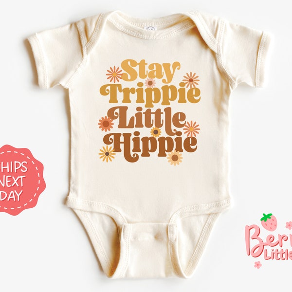 Stay Trippie Little Hippie Baby Reveal Onesie® - Cute Mushroom Natural Onesie® - Newborn Baby Onesie® Gift - Cute Baby Onesie® BRY-0387