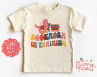 Bookworm in Training Baby Reveal Shirt - School Librarian Baby, Toddler - Bookworm Infant Vintage Natural Shirt - Baby Gift BRY-0583