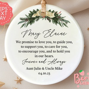 Personalized Godparents Name Ornament - Godmother Godfather Keepsake - Christening Baptism Godparents Ornament - Baptism Keepsake BO-0092