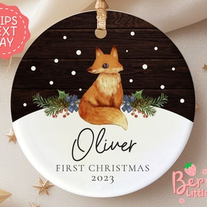 Baby's First Christmas Name Ornament - Personalized Baby's Christmas Keepsake - New Baby Gift, Baby Fox Ornament 2023 BO-0223