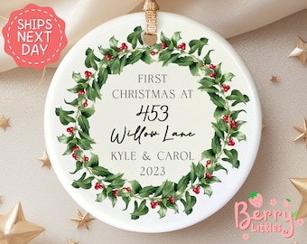 Personalized New Home Ornament Personalized - First Home Christmas Ornament - Custom New House Address Ornament for Couple BO-0214