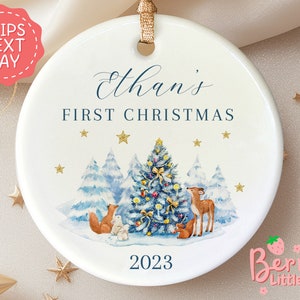Personalised Baby's First Christmas Ornament - Keepsake Christmas Bauble Gift Ceramic Ornament - Baby's 1st Christmas Decoration BO-0120