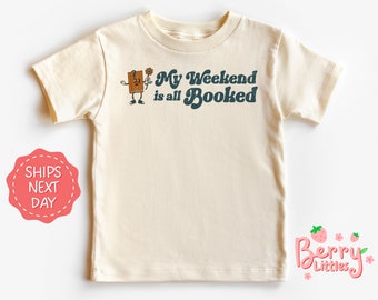 My Weekend is All Booked Funny Baby Reveal Shirt - Retro, Vintage Baby, Toddler Shirt - Natural Shirt - Funny Tee BRY-0571