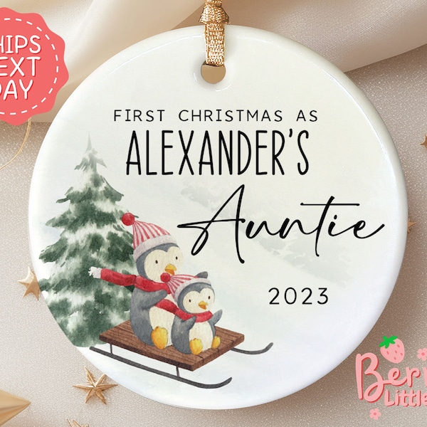 First Christmas as Auntie - Personalised First Christmas as My Auntie - Family Keepsake - Baby’s 1st Christmas 2023 OR-0434