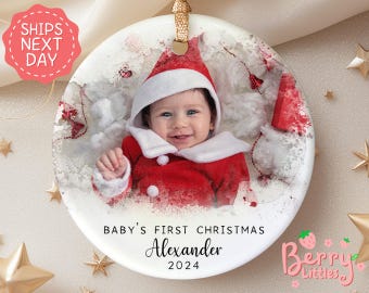 Custom Baby First Christmas Ornament, Baby Keepsake, Family Ornament, Personalized Photo Ornament, First Christmas Gift BO-0444