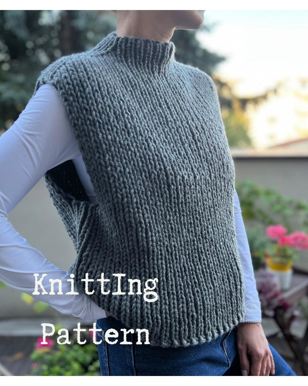 Knitting Pattern Vest – Easy Top Down Ribbed Vest PDF – Beginner ...