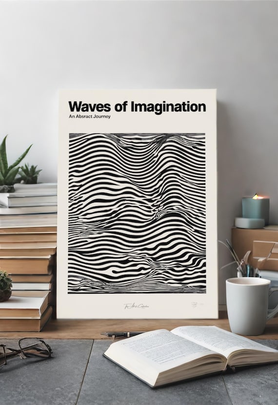 Waves of Imagination: A Dynamic Black and White Abstract Art Download