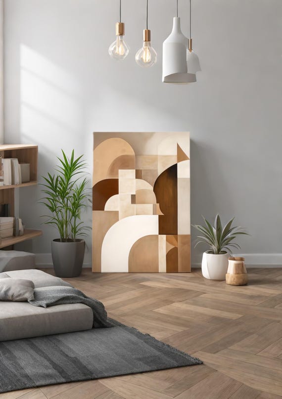 Geometric Harmony: Abstract Earth Tones Art Print - Digital Download