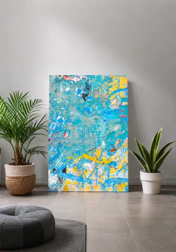 Colorful Abstract Canvas Art, Vibrant Wall Decor for Home, Nautical Theme Artwork, Perfect for Gift Giving, Beach House Decor, Contemporary