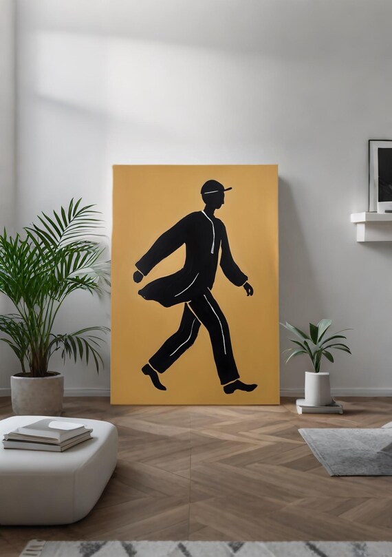 Casual Walk: Minimalist Silhouette Art Print - Digital Download