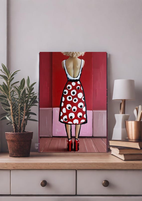 Stylish Wall Art Print, Vibrant Fashion Canvas, Chic Home Decor, Feminine Art Piece, Perfect Gift for Fashion Lovers