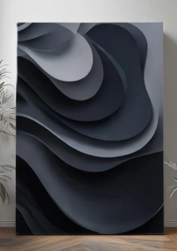 Dynamic Waves: Abstract Black and White Printable Art