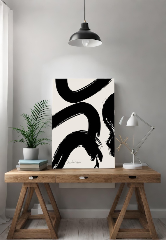 Dynamic Elegance: Abstract Brushstroke Art" - Digital Art print