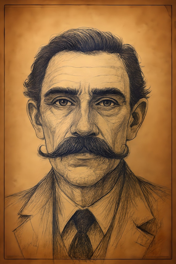 A Man of Few Words – Pen and Ink Vintage Portrait Art | Instant Download
