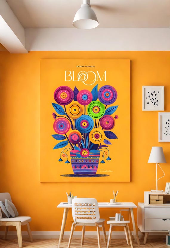 Colorful Blooms: A Vibrant Digital Floral Artwork