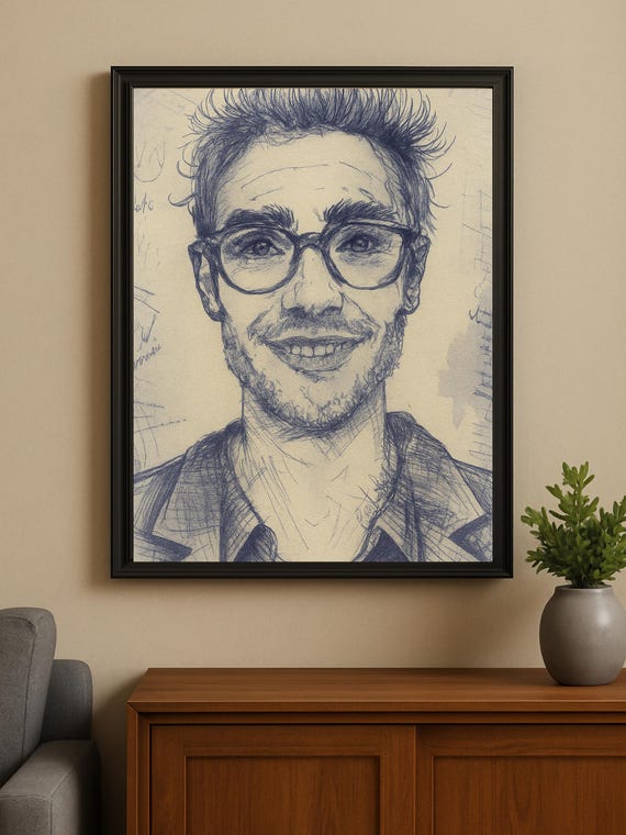 Sketch of a Stranger – Pen and Ink Portrait Art | Printable Wall Decor | Instant Download