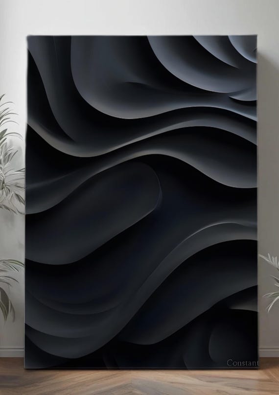 Dynamic Waves: Abstract Black Printable Art