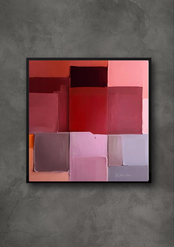 Modern Abstract Wall Art Canvas -   Warm Tone Geometric Artwork - Modern Home Decor - Wall Art for Living Room and Office