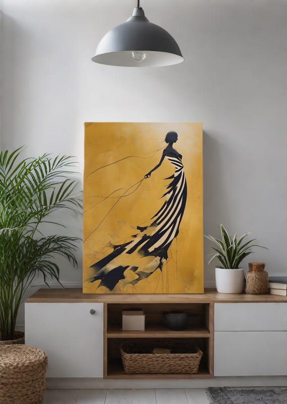 Abstract Elegance in Motion: Minimalist Woman in Stripes