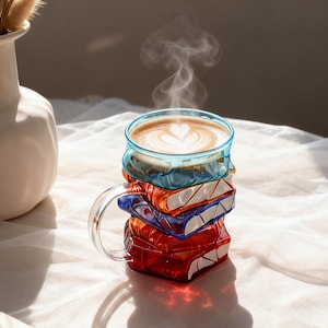 Stacked Books Coffee Mug, 3D Bookish Desk Decor