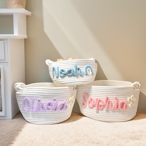 Benutzerdefinierte Baby Korb Seil Baumwolle für Babyparty, individuelles Baby Geschenk, geschlechtsneutraler Baby Geschenkkorb, Baby-Dusche-Geschenk, Kinderzimmer Lagerung, MAMA Tasche