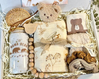 MAMA Bär für Mutter und Baby Geschenkset mit Decke, neue Mutter Geschenk, Schwangerschaftsgeschenk, Babypartygeschenk, Baby Hamper, neue Mutter Geschenk, Geschenk nach der Geburt