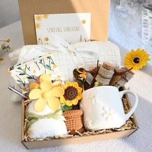 Sending sunshine gift,Warm and Cozy Gift Box With Blanket,Hygge Gift Box,Sympathy gift box,Hug in a box,Thank you for helping me grow