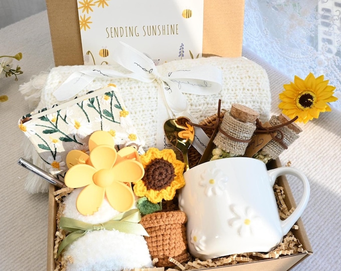 Sending sunshine gift,Warm and Cozy Gift Box With Blanket,Hygge Gift Box,Sympathy gift box,Thank you for helping me grow