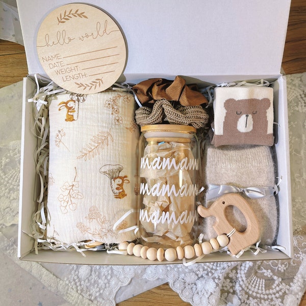 Mama und Baby Geschenk-Set mit Decke, Neue Mama Geschenk, Schwangerschafts Geschenk, Baby-Dusche-Geschenk, Baby Hamper, neue Mama Geschenk, nach der Geburt Geschenk für die neue Mama