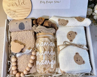 Mom and baby gift set with bear blanket,Baby Hamper,New mom gift, pregnancy gift, baby shower gift,new mom gift, postpartum gift for new mom