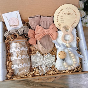 Neue Baby-Geschenk-Set mit Decke, New Mom Geschenk, Schwangerschaftsgeschenk, Baby-Dusche-Geschenk, Baby Hamper, neue Mama Geschenk, Geschenk nach der Geburt für die neue Mama