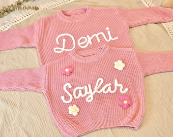 Custom baby name gift,hand embroidered baby sweaters,Custom Newborn gift, Baby shower gift, Birthday gift for baby boy and girl,new mom gift