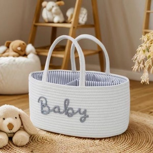 Benutzerdefinierte Baby Korb Seil Baumwolle für Babyparty, individuelles Baby Geschenk, geschlechtsneutraler Baby Geschenkkorb, Baby-Dusche-Geschenk, Kinderzimmer Lagerung, MAMA Tasche