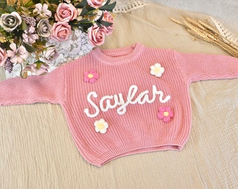 Custom baby name gift,hand embroidered baby sweaters,Custom Newborn gift, Baby shower gift, Birthday gift for baby boy and girl,new mom gift