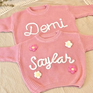 Custom baby name gift,hand embroidered baby sweaters,Custom Newborn gift, Baby shower gift, Birthday gift for baby boy and girl,new mom gift zdjęcie 2