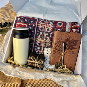 Personalized Gift Box With Blanket,Hygge Gift For Him,Warm and cozy gift box,Sympathy gift basket,Back to school gift box,Father's Day gift