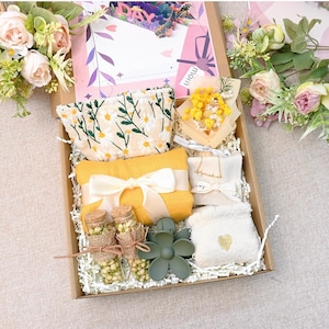 Sending Sunshine Box,Warm and Cozy Gift Box With 100% Cotton Scarf,Mother's day Gift Box,Custom Name Necklace,Hygge Gift Box,Sympathy Gift